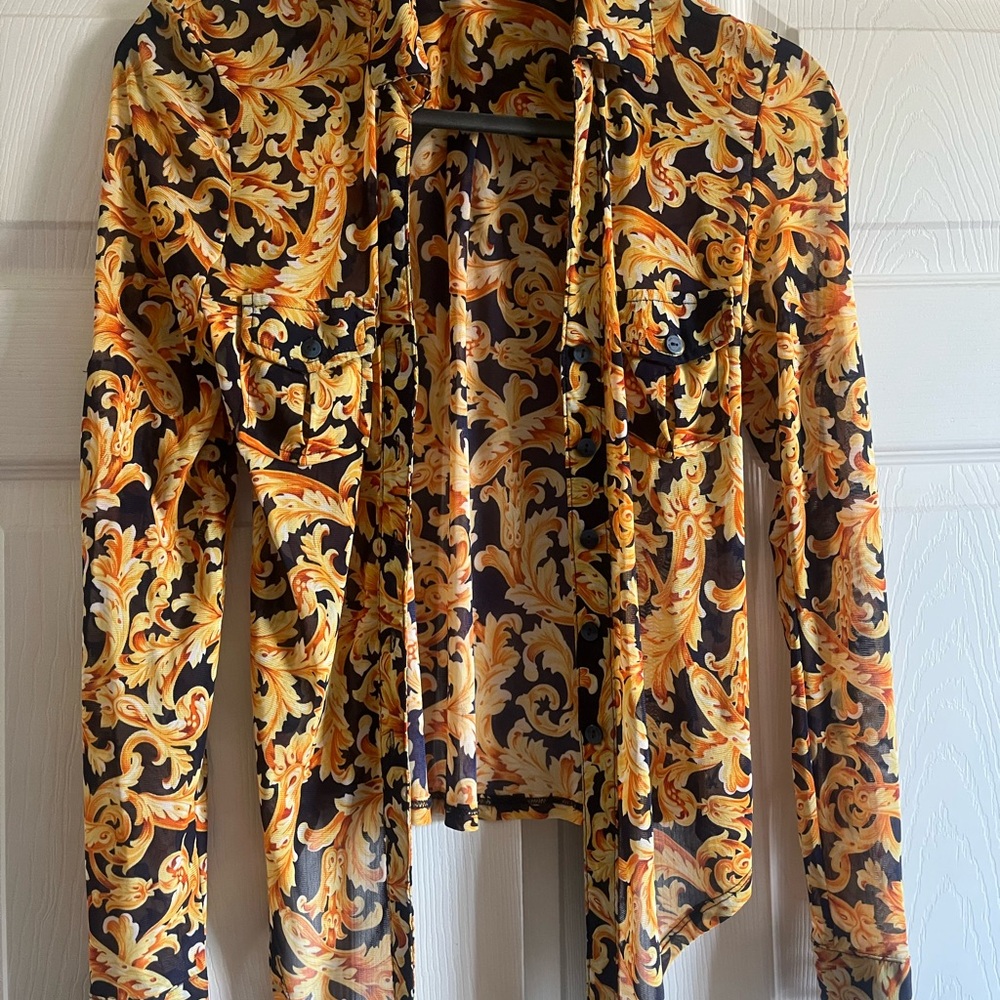 Elegant Baroque Print Blouse